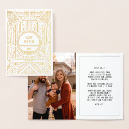 エレガントart deco photo happy New Year 箔カード