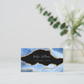 エレガントazure agate on black business card 名刺 (スタンド正面)