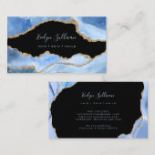 エレガントazure agate on black business card 名刺 (正面/裏面)