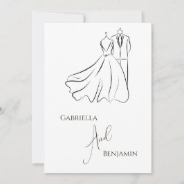 エレガントB&Wの結婚Tux & Dressフォーマル 結婚の 招待状