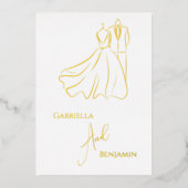 エレガントB&Wの結婚Tux & Dressフォーマル 結婚の 箔招待状 (正面)