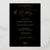 エレガントB&Wの結婚Tux & Dressフォーマル 結婚の 箔招待状 (裏面)