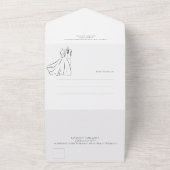 エレガントB&Wの結婚Tuxedo & Dressフォーマル 結婚's オールインワン招待状 (外側)