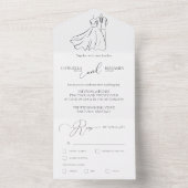 エレガントB&Wの結婚Tuxedo & Dressフォーマル 結婚's オールインワン招待状 (内側)