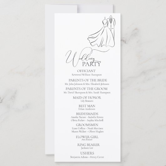 エレガントB&Wタックス&ドレスセレモニー結婚式 プログラム (裏面)