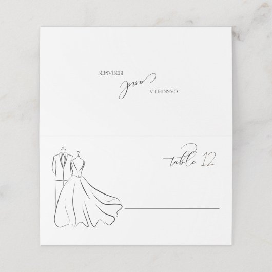 エレガントB&Wタックス&ドレ結婚スのテーブル プレイスカード (外部開封)
