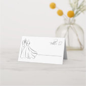 エレガントB&Wタックス&ドレ結婚スのテーブル プレイスカード (正面)