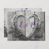 エレガントB&Wフラワーハート素朴なバーンドウ結婚ズ (正面/裏面)