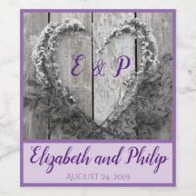 エレガントB&Wフラワーハート素朴なバーンドウ結婚ズ