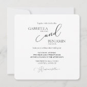 エレガントB&W結婚ズトゥックス&ドレススクエア結婚ズ 招待状 (裏面)