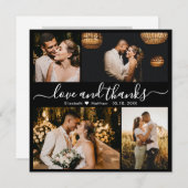 エレガントBack and White Script Photo結婚's サンキューカード (正面/裏面)