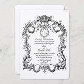 エレガントBaroque Rococo 1746フレー縁どム結婚ズ 招待状 (正面/裏面)