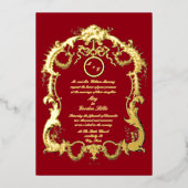 エレガントBaroque Rococo 1746フレー縁どム結婚ズ 箔招待状 (正面)