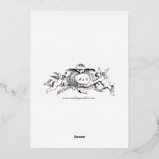 エレガントBaroque Rococo 1746フレー縁どム結婚ズ 箔招待状 (裏面)