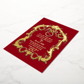 エレガントBaroque Rococo 1746フレー縁どム結婚ズ 箔招待状 (回転した状態)