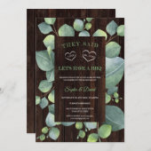 エレガントBBQ後のユーカリ結婚プスフレーム 招待状 (正面/裏面)