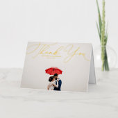 エレガントBeatriceスクリプト写真結婚の感謝 箔グリーティングカード (正面)