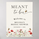 エレガントBeeブライダルシャワー歓迎サイン ポスター (正面)