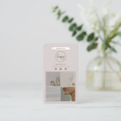 エレガントBeige Instagram Photo Collage Social Media 名刺 (スタンド正面)