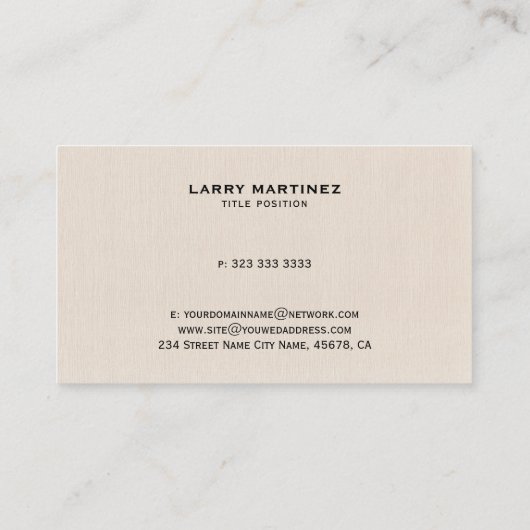 エレガントBeige Linen & stand in logo 名刺 (裏面)