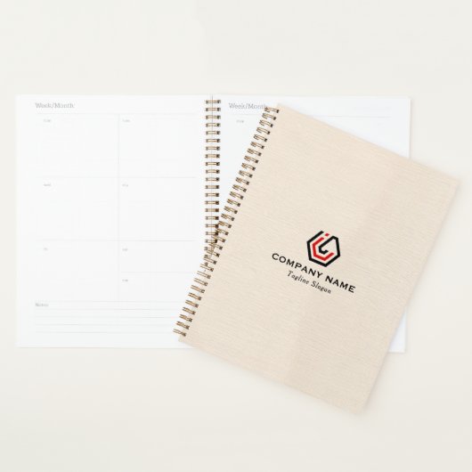 エレガントBeige Linen & stand in logo Notebook プランナー手帳 (ディスプレー)