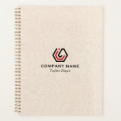 エレガントBeige Linen & stand in logo Notebook プランナー手帳 (正面)