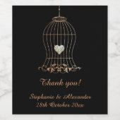 エレガントBIRDCAGE素朴 BLACK金ゴールド2 CUSTOMIZABLE ワインラベル (シングルラベル)