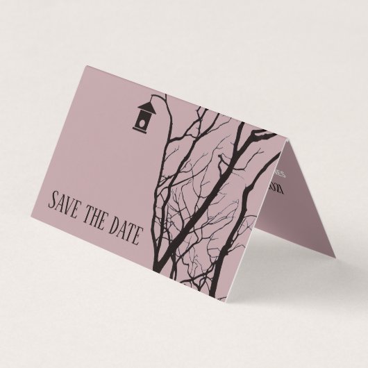 エレガントBirdhouse、写真Save The Date Card 名刺 (正面)
