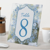 エレガントBiue & White Overlayフォトフラワー結婚ズ 台座サイン (インサイチュ)