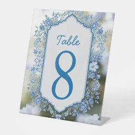 エレガントBiue & White Overlayフォトフラワー結婚ズ 台座サイン