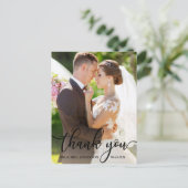 エレガントBlack Scriptの写真に結婚感謝 ポストカード (スタンド正面)