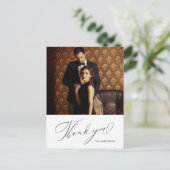 エレガントBlack Thank You Script 結婚 Photo's ポストカード (スタンド正面)