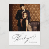 エレガントBlack Thank You Script 結婚 Photo's ポストカード (正面)