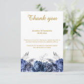 エレガントBLUEフローラ金ゴールドリバースサンキュー 招待状 (スタンド正面)