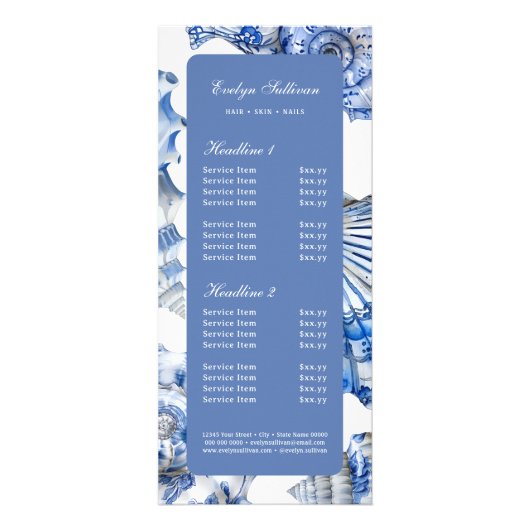 エレガントblue seashell価格表ラック・カード ラックカード (正面)