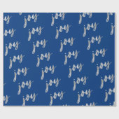 エレガントBlue Silver Joy書道クリスマス ラッピングペーパー (フラット)