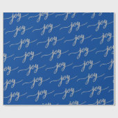 エレガントBlue Silver Joy書道クリスマス ラッピングペーパー (フラット)