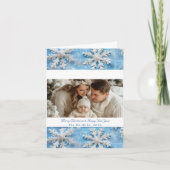 エレガントBlue Snowflake Christmas Photo シーズンカード (正面)
