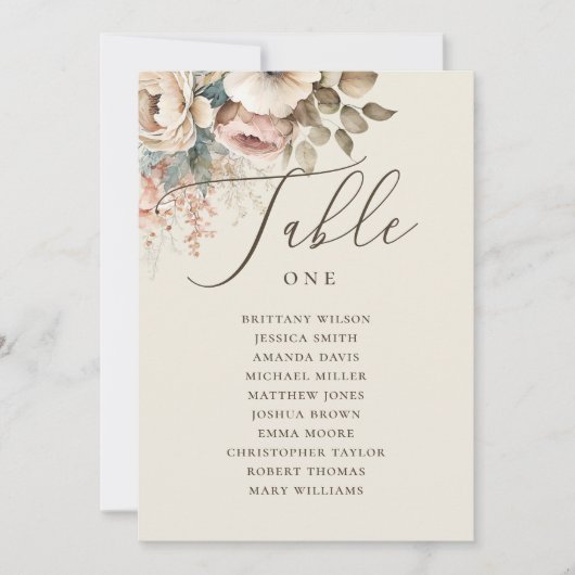 エレガントbohoフローラス結婚クリプト座席図 招待状 (正面)