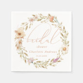 エレガントbohoリース，手書きブライダルシャワー スタンダードカクテルナプキン (正面)