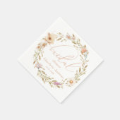 エレガントbohoリース，手書きブライダルシャワー スタンダードカクテルナプキン (角)