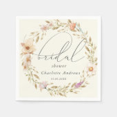 エレガントbohoリース，手書きブライダルシャワー スタンダードカクテルナプキン (正面)