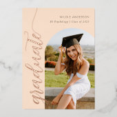 エレガントBoho卒業式アーチ写真 箔招待状 (正面)