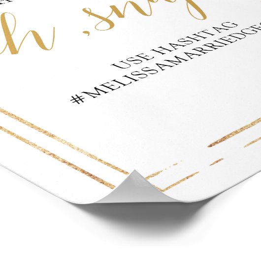 エレガントboho赤面ピンクフローラ金ゴールドohスナップサイン ポスター (角)