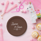 エレガントBrown Scriptミニマル結婚リスト ペーパープレート (パーティー)