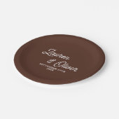 エレガントBrown Scriptミニマル結婚リスト ペーパープレート (アングル)