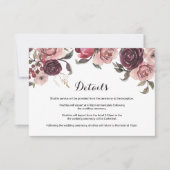 エレガントBurgundyの結婚詳細挿入カード 招待状 (正面)