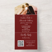 エレガントBurgundyスクリプモダントRSVP QRコードすべてI オールインワン招待状 (内側)