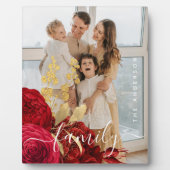 エレガントBurgundyフローラスクリプトファミリー写真 フォトプラーク (正面)