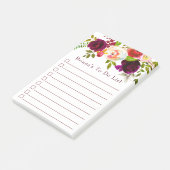 エレガントBurgundyフローラ花嫁リスト ポストイット (アングル)